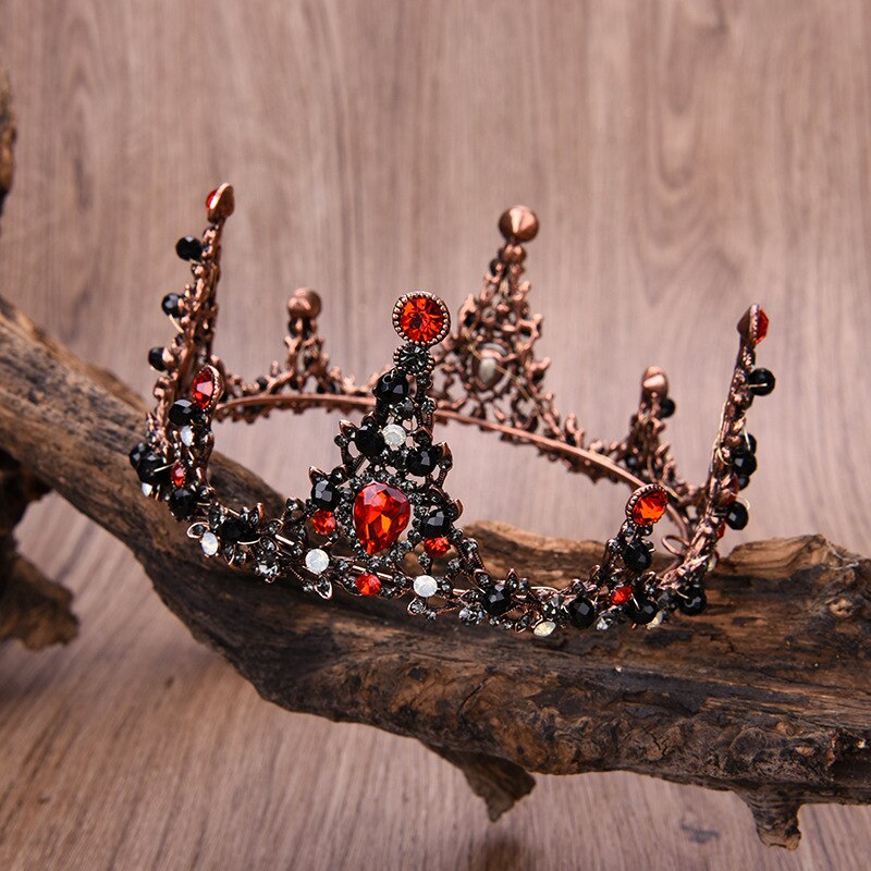 Baroque Black Crystal Round Bridal Tiaras Crowns Q..